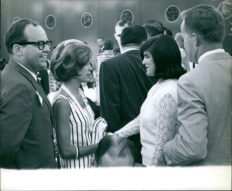 President Lyndon B. Johnson and Prime Minister Tage Erlander of Sweden shake hands during the President's visit to Stockholm on August 17, 1964. - Vintage Photograph