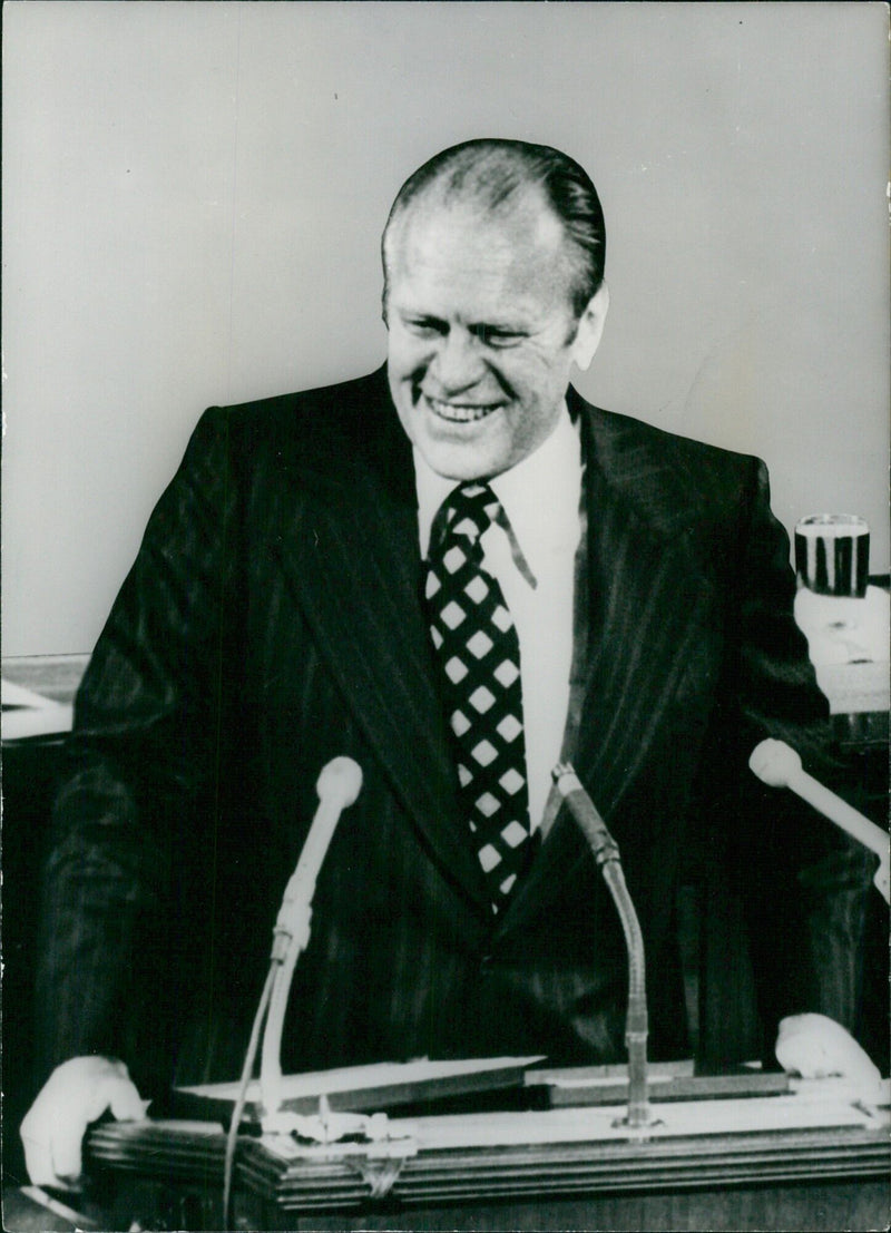 Gerald Ford, Vice President of the United States since December 1973, speaks at an event in Washington D.C. - Vintage Photograph