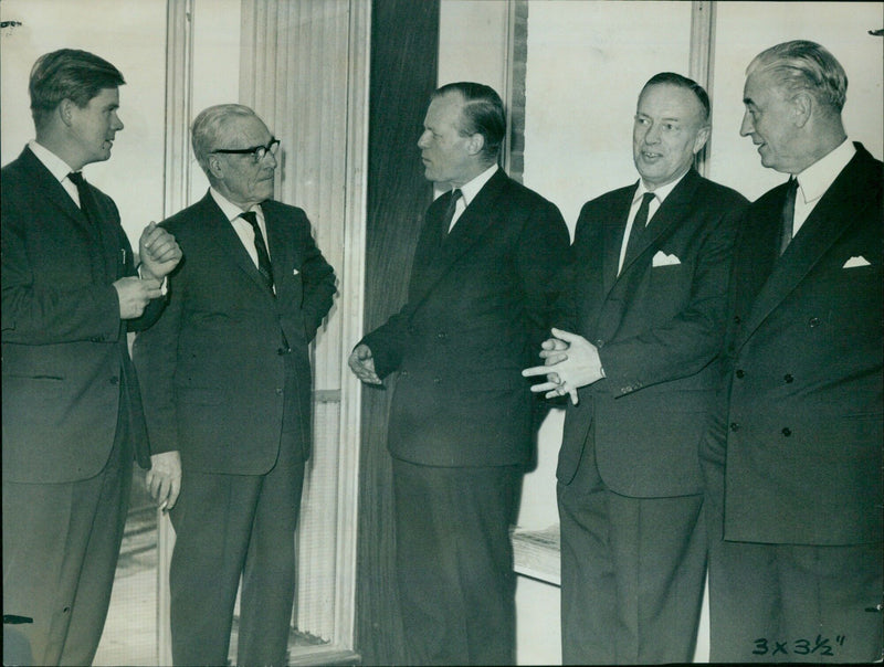 Executives of Hartwells of Oxford, Ltd. gather to officially open their new service and garage station in Kidlington. - Vintage Photograph