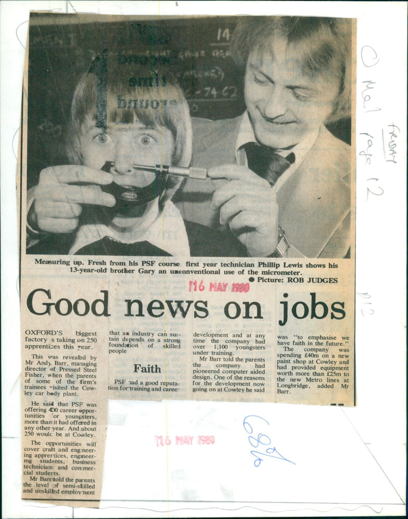 Pressed Steel Fisher takes on 250 apprentices this year, offering 400 career opportunities for young people. - Vintage Photograph