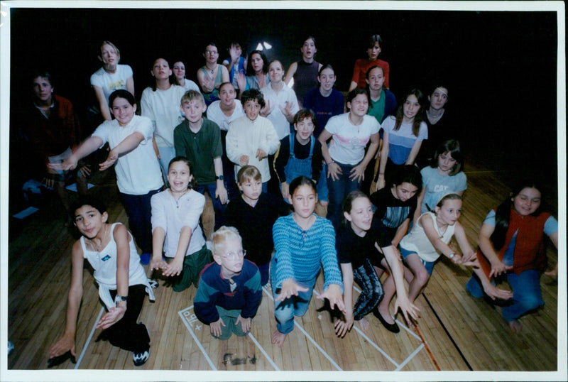 Children rehearsing for a play at the Taylor Burton Theatre. - Vintage Photograph