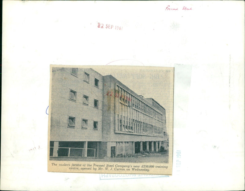 The modern facade of the Pressed Steel Company's new training centre. - Vintage Photograph