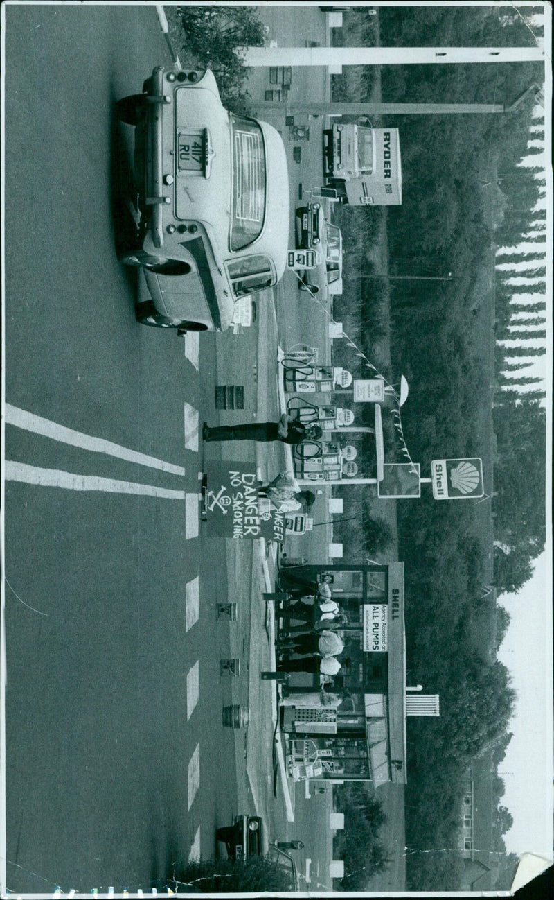 Protestors rallying at a Shell station in Oxford, UK on August 5th, 1975. - Vintage Photograph