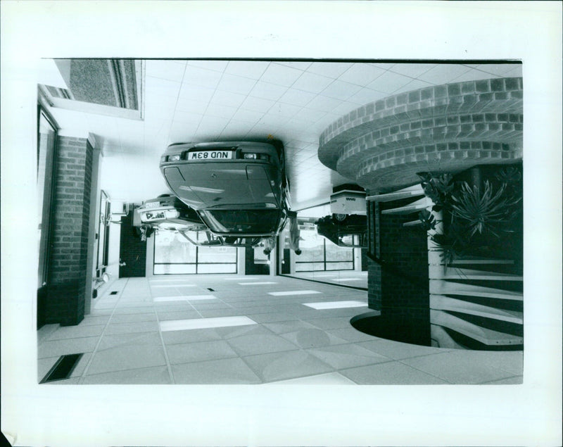 Cars on display at the Cumnor Hill Garage showroom. - Vintage Photograph