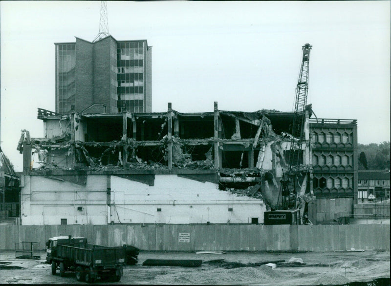 Demolition work underway at SEACOURT Tonnen Battery in Beds, England. - Vintage Photograph