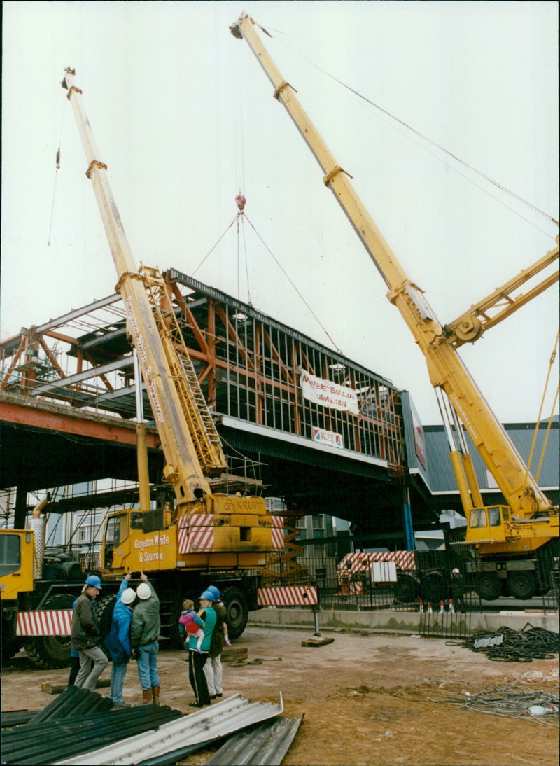 A crane in place to lift the bridge in Oxford. - Vintage Photograph