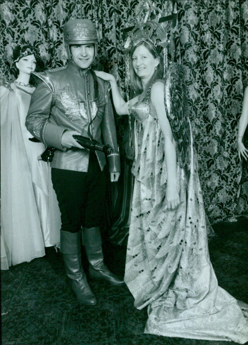 Owner of Collection Sheila Robbins models a costume at the 68% Costume Sale in Oxford. - Vintage Photograph