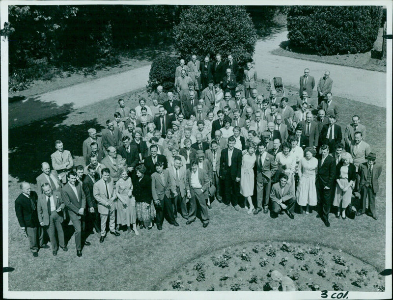 A group of people in the street celebrating the end of the COVID-19 pandemic. - Vintage Photograph