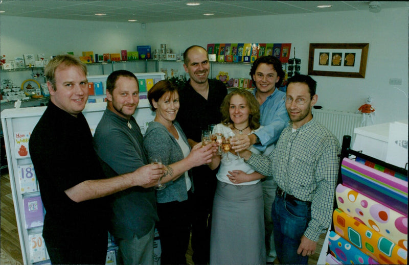 Executives of Really Good Company celebrate the opening of their new building in Oxford, England. - Vintage Photograph