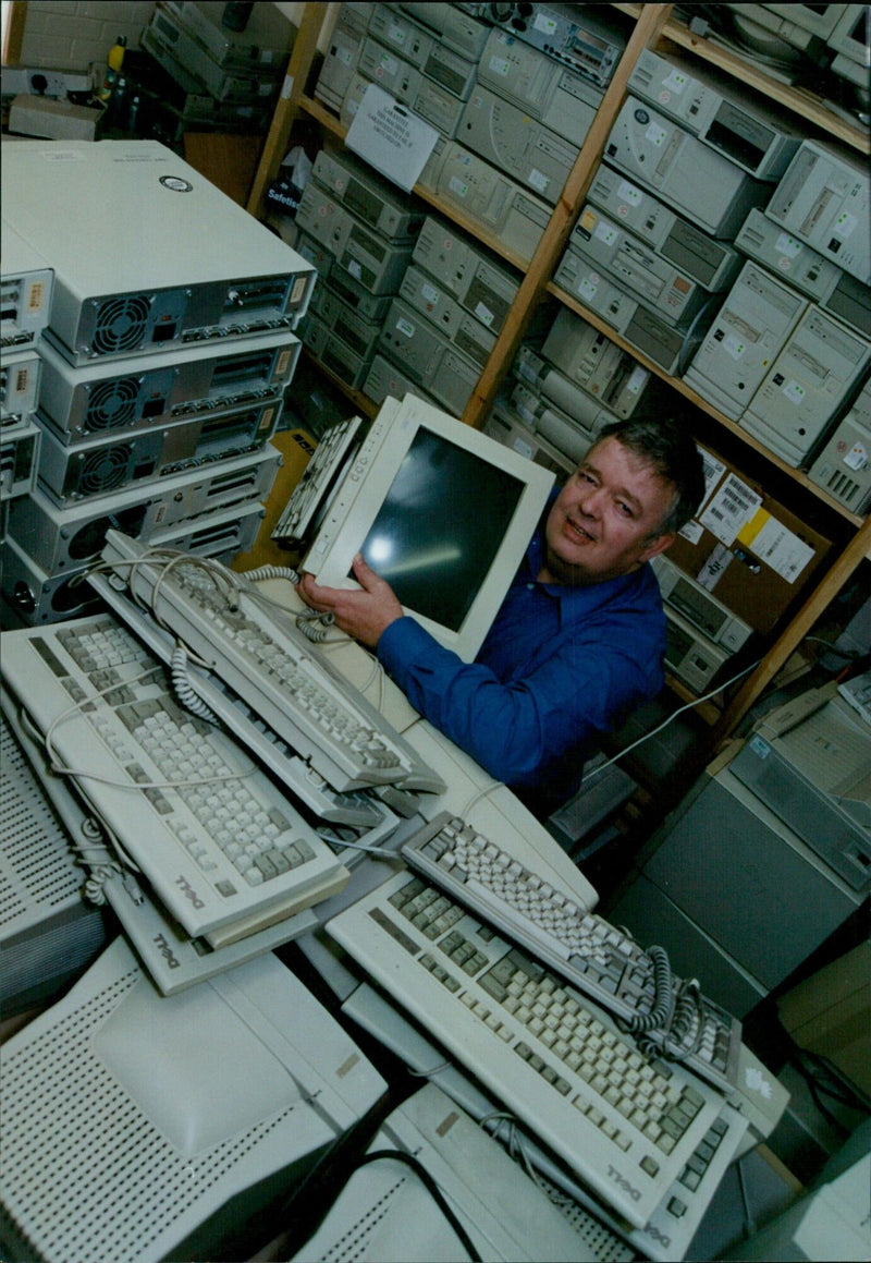 Ron Ashton of Oxford recycles computers. - Vintage Photograph