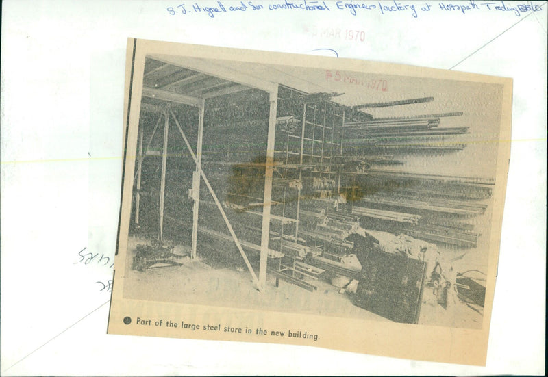 San S.J. Hignell and Son Constructional Engineers build a large steel store at Hotspath Tracking Bole. - Vintage Photograph