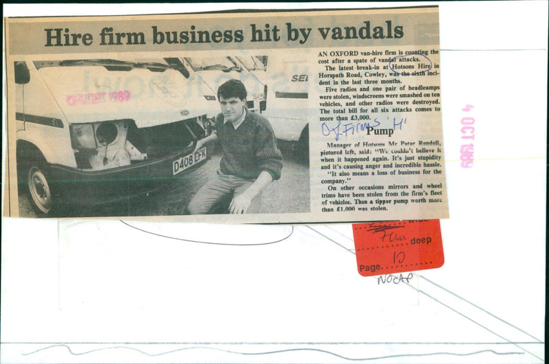 Hotsons Hire, an Oxford van-hire firm, is counting the cost after a spate of vandal attacks. - Vintage Photograph