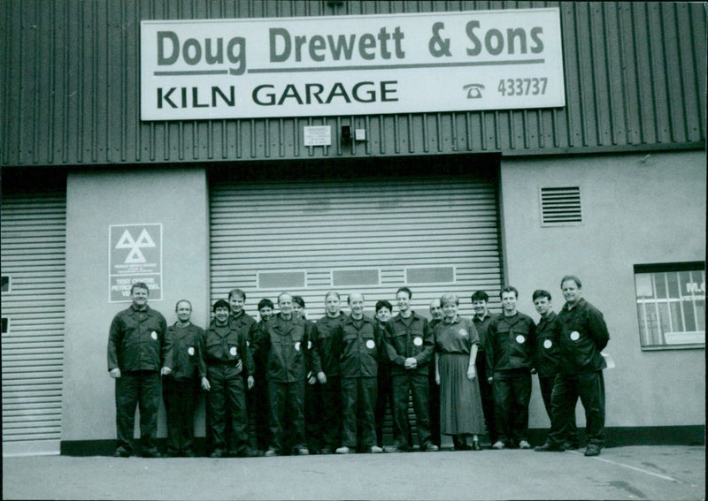 Doug Drewett & Sons Kiln Garage in Oxfordshire, England, is seen as a Test Centre for Petrol Vehicles. - Vintage Photograph