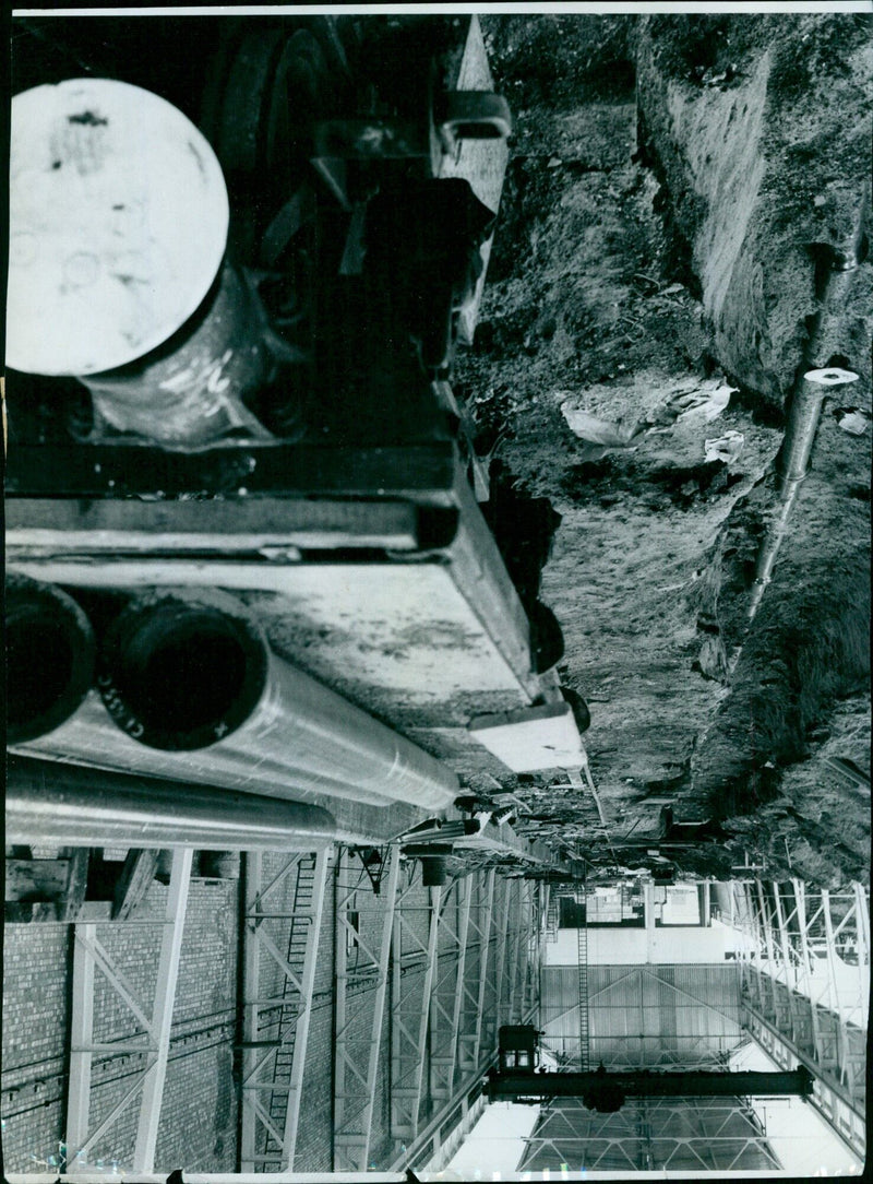 A crane bay being constructed at the CKD factory. - Vintage Photograph