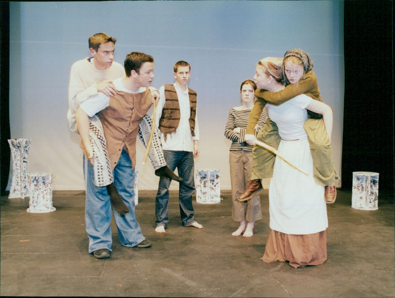 Members of the Pegasus Theatre cast and crew get ready to take their play to Germany. - Vintage Photograph