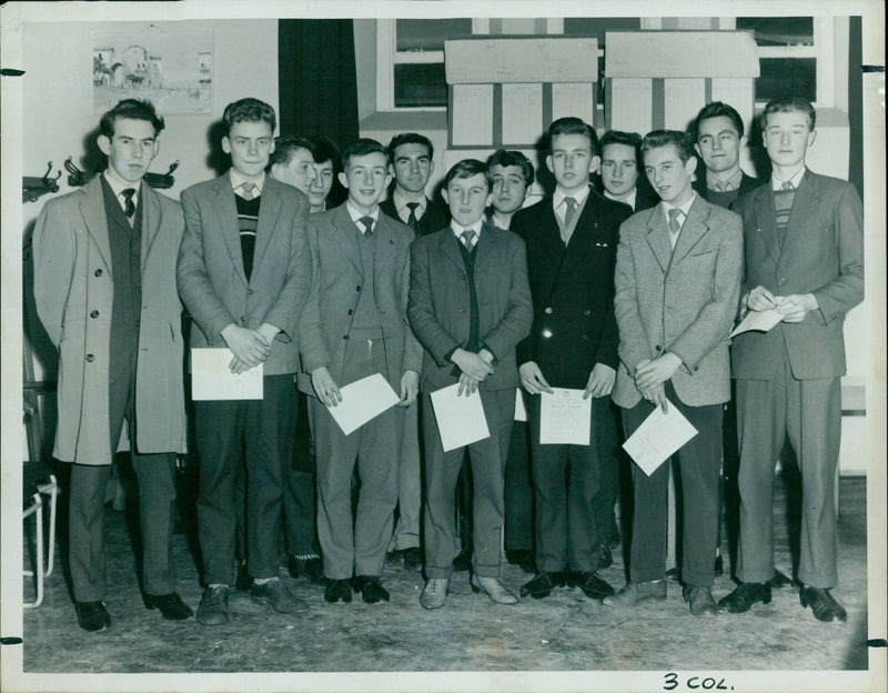 Apprentices receive Duke of Edinburgh's bronze medals. - Vintage Photograph