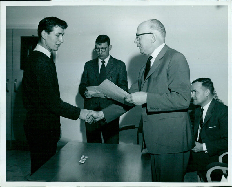 Keith Campbell receives his Duke of Edinburgh's silver medal. - Vintage Photograph