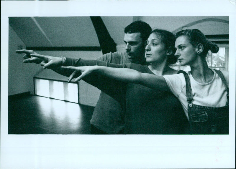 Three witches from Majdden College School in Oxford perform in a school drama. - Vintage Photograph