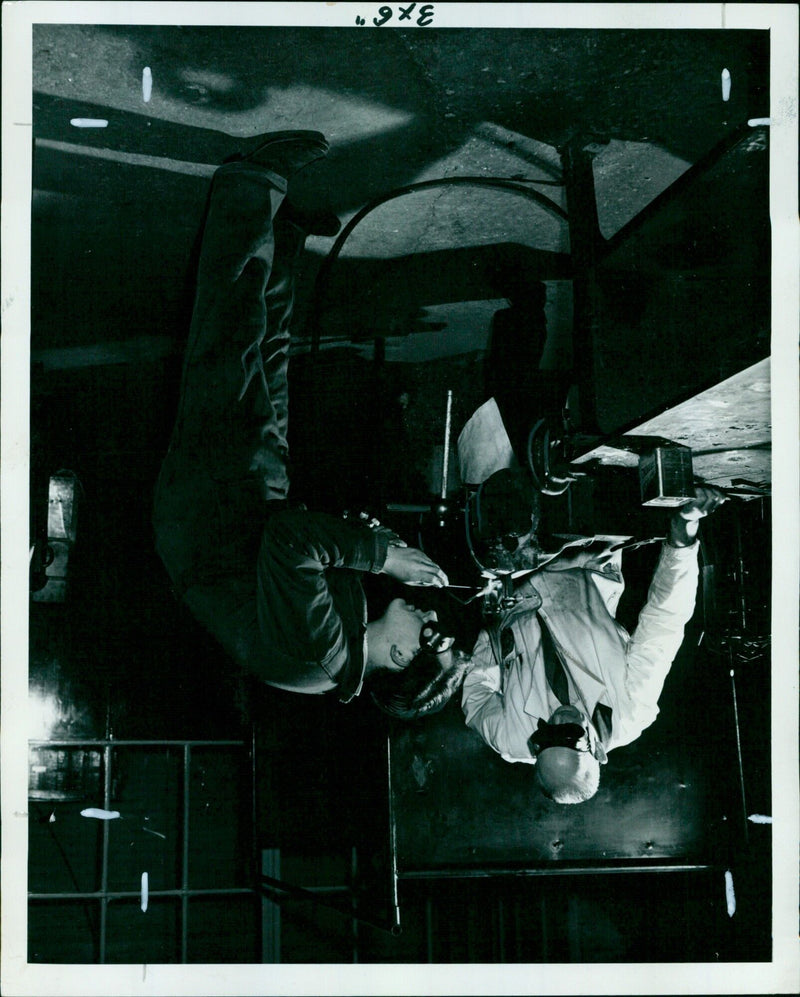 Apprentices at work at B.M.C. Cowley cars branch. - Vintage Photograph