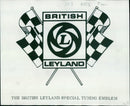 A British Leyland emblem is displayed outside of one of the company's special tuning depots. - Vintage Photograph
