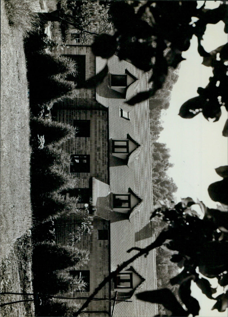 A construction worker puts the finishing touches on a newly built home. - Vintage Photograph