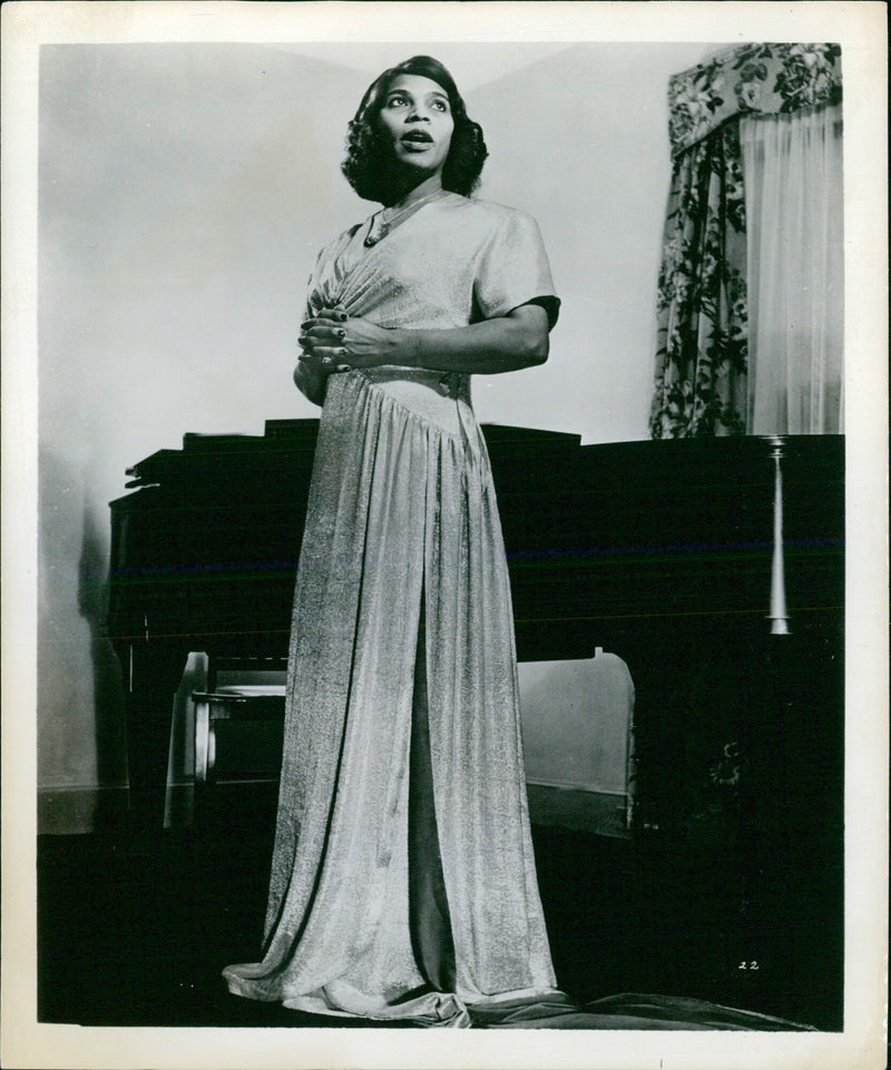 In 1955, Marian Anderson, a celebrated American singer, poses for a photograph taken by the International Foto Service in Stockholm, Sweden. - Vintage Photograph