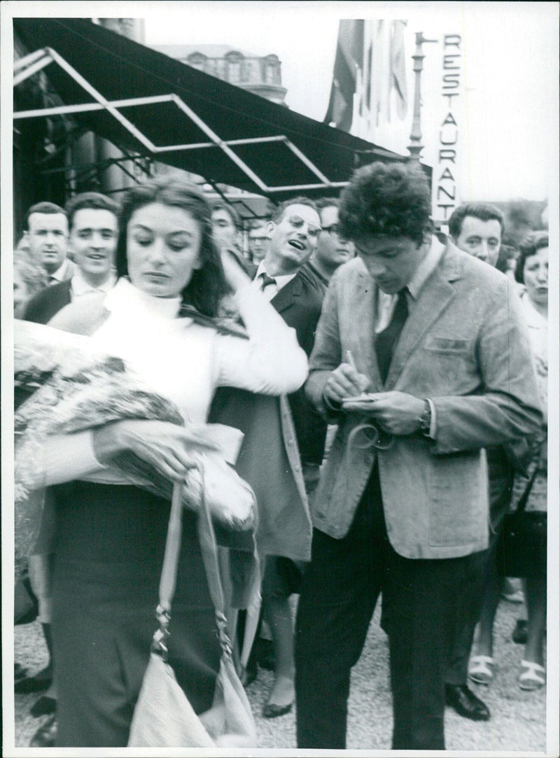 French actress Amour Aimee arrives in San Sebastian to attend the first screening of her acclaimed film "A Man and a Woman". - Vintage Photograph