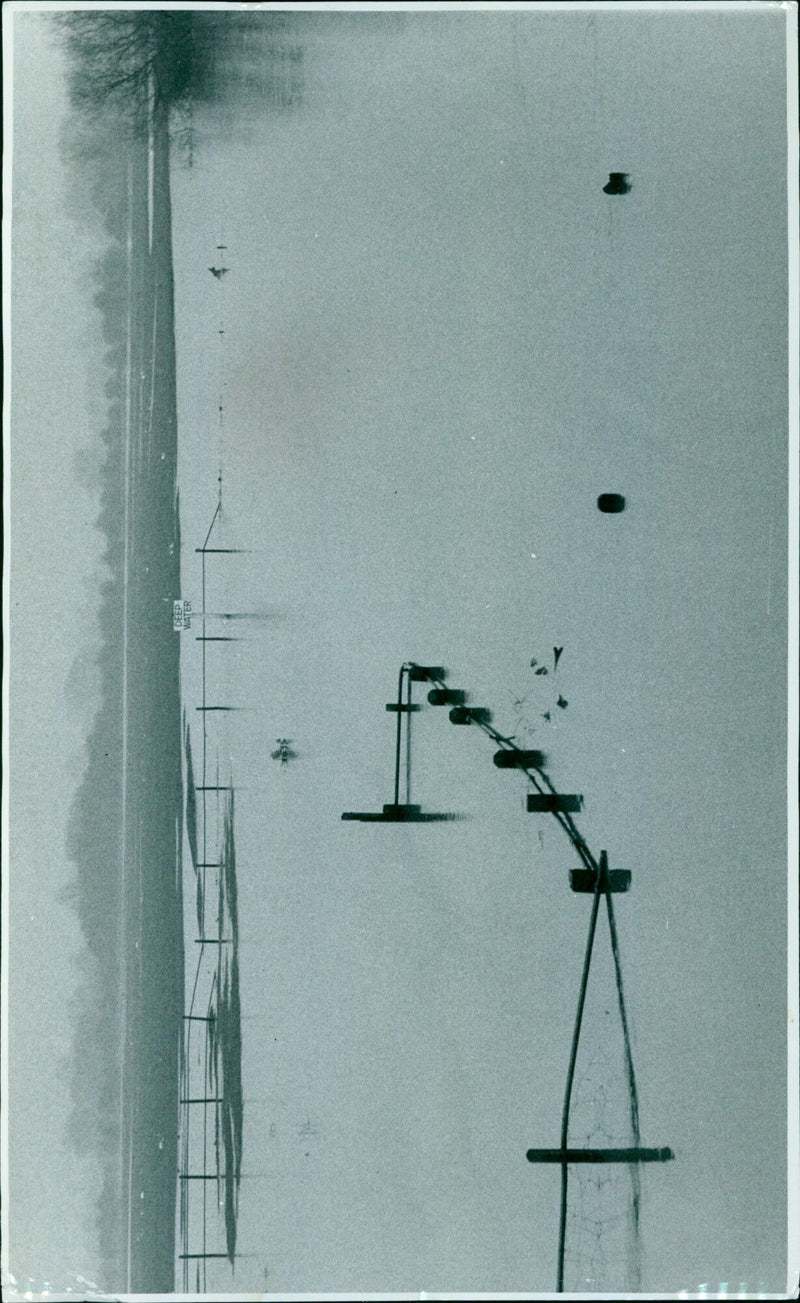 Flooded streets in an unnamed city. - Vintage Photograph