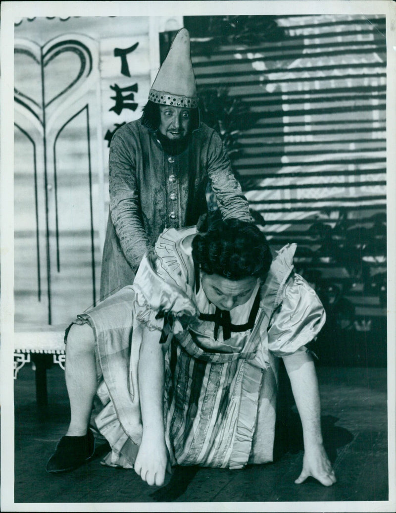 Billy Fury, Cheryl Kenmerly, Sid Plummer and Laurel Lupino Lane in a scene from Aladdin at the New Theatre. - Vintage Photograph