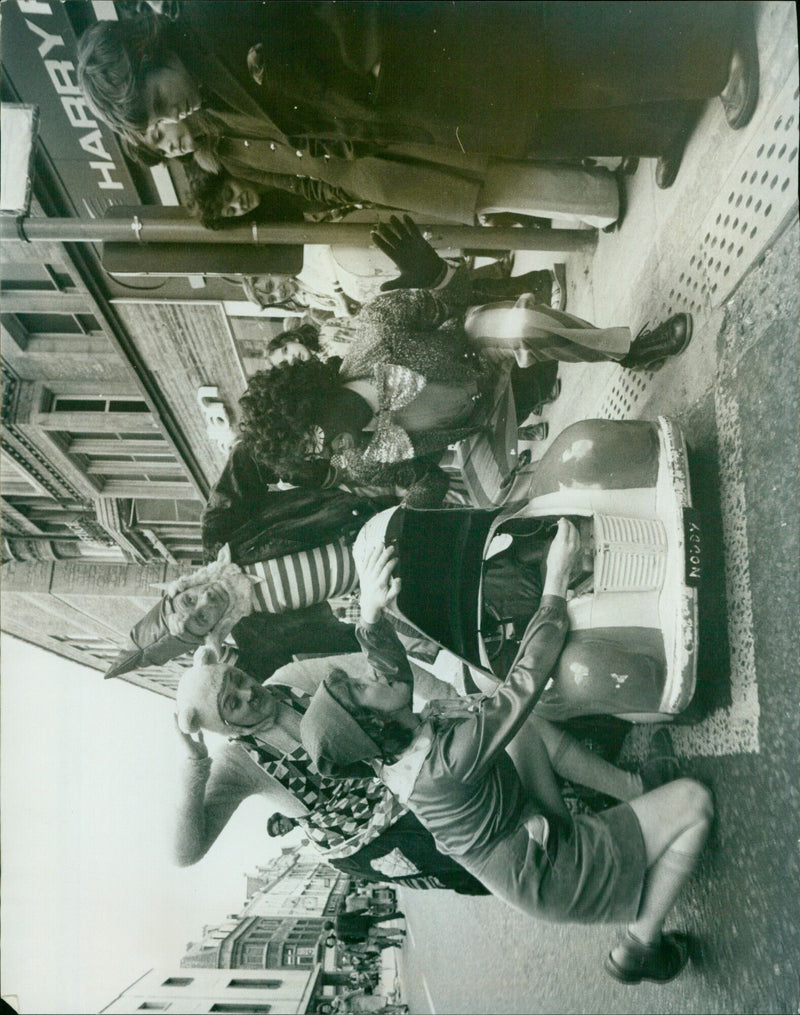 Noddy car being exposed to a flash. - Vintage Photograph