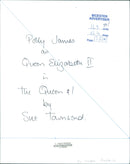 Actress Polly James poses as Queen Elizabeth II, THE QUEEN $1 at the Drama Playhouse in Bicester, England. - Vintage Photograph