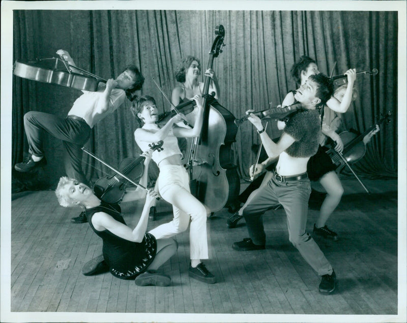 Members of the band The Cogmagogs perform at Oxford Playhouse. - Vintage Photograph