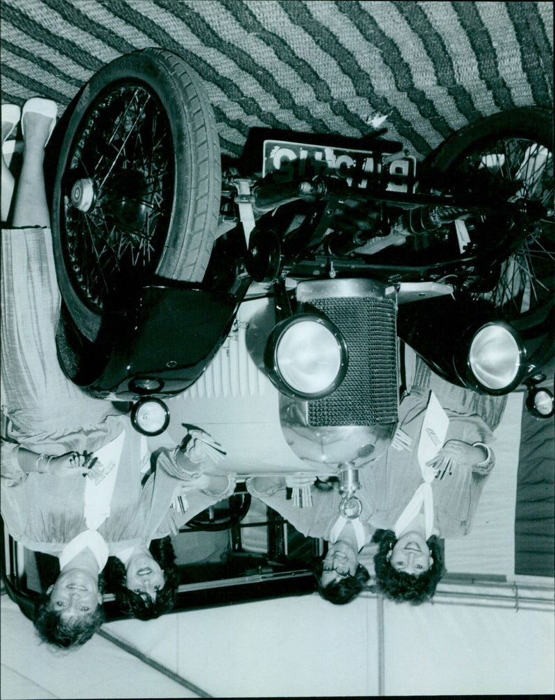 A group of children inspect the Rover range during a factory tour. - Vintage Photograph