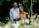 Nick and Pam Coote in the garden of 40 Osler Road, Headington. - Vintage Photograph