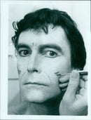 Models pose at a make-up event in Milan. - Vintage Photograph