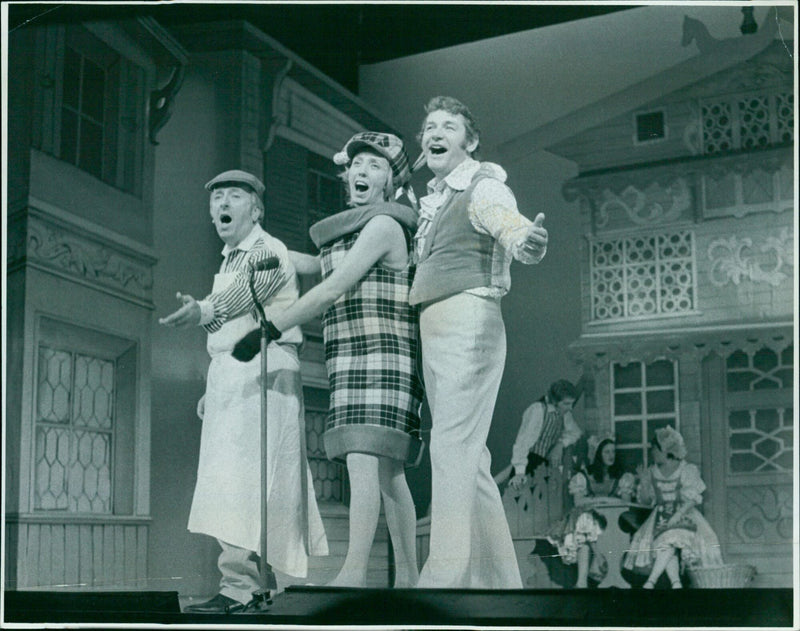 Cast of the New Theatre pantomime pose for a photograph. - Vintage Photograph