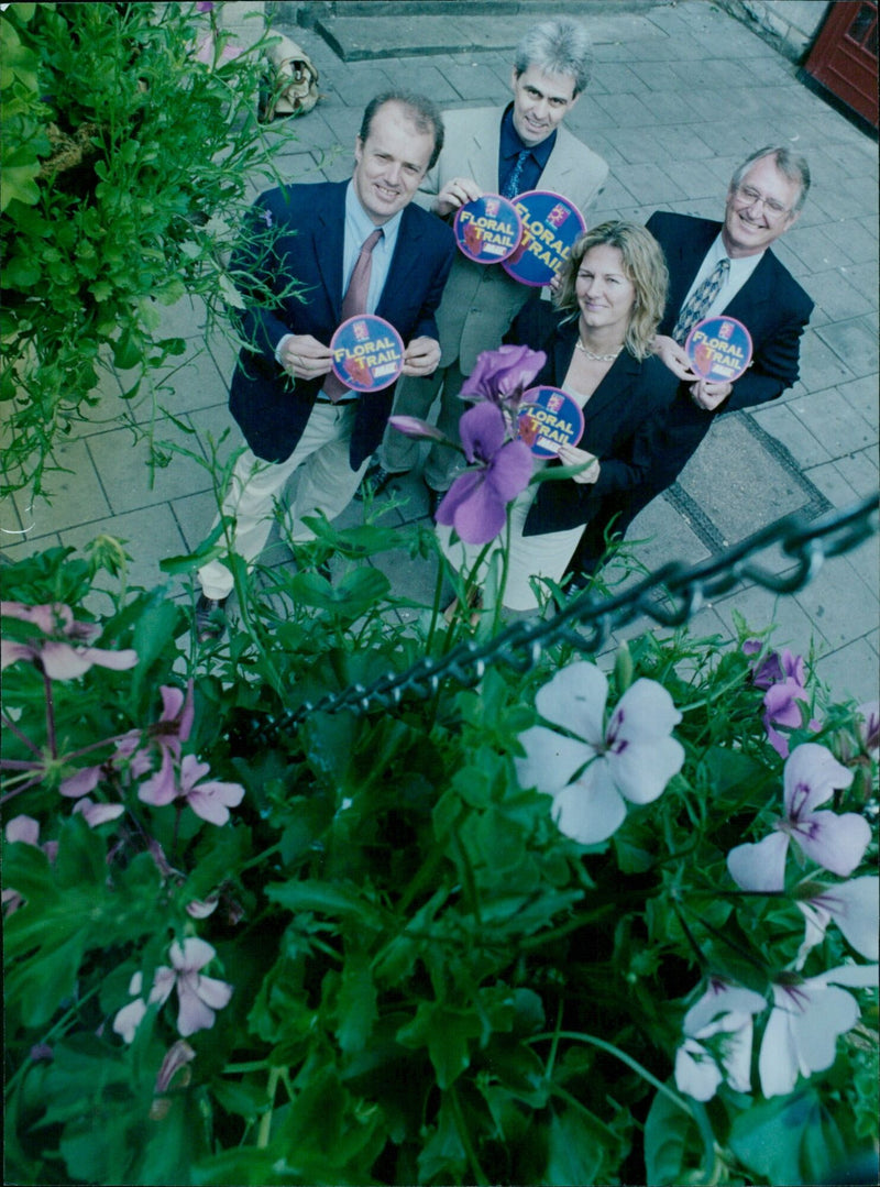 City and community representatives launch the Oxford Floral Trail at Carfax. - Vintage Photograph