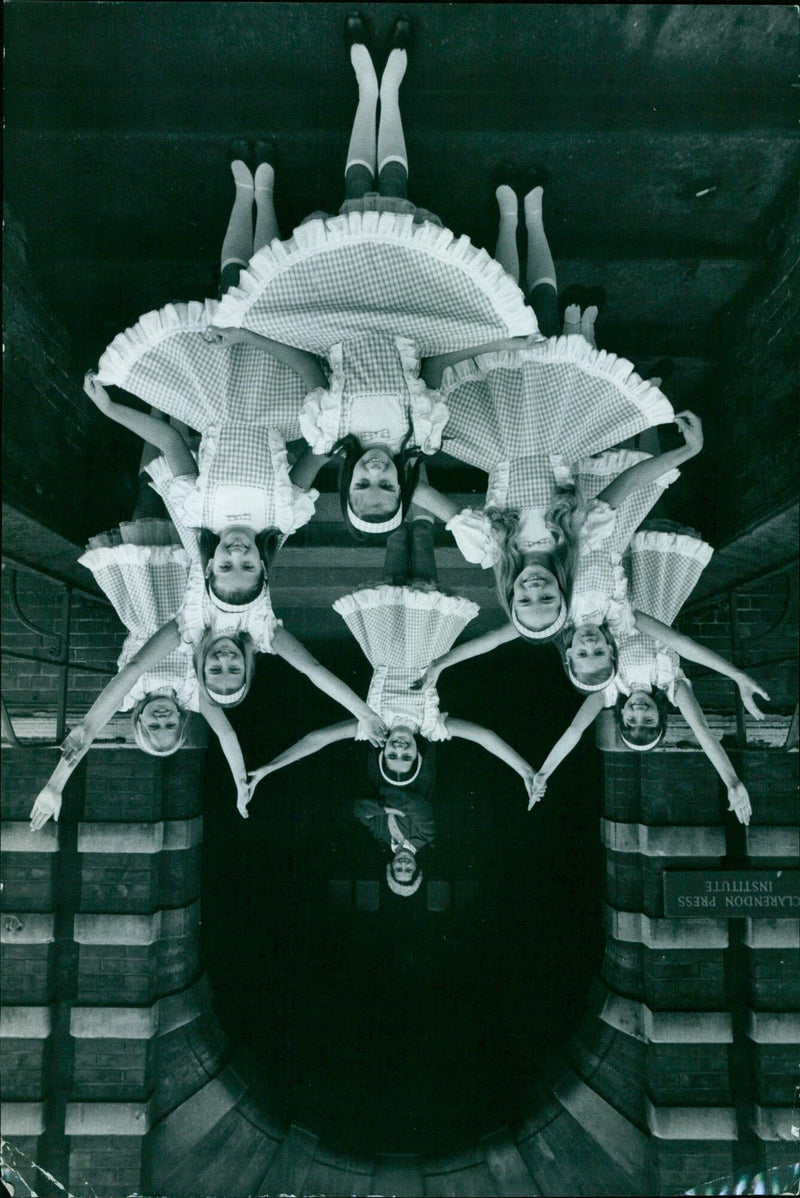 Miss Vera Legge and her dancers rehearsing for the Queen of Hearts Christmas panto. - Vintage Photograph