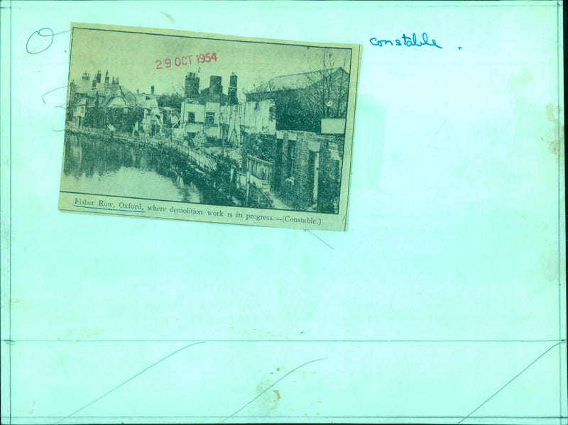 Demolition work in progress in Fisher Row, Oxford. - Vintage Photograph