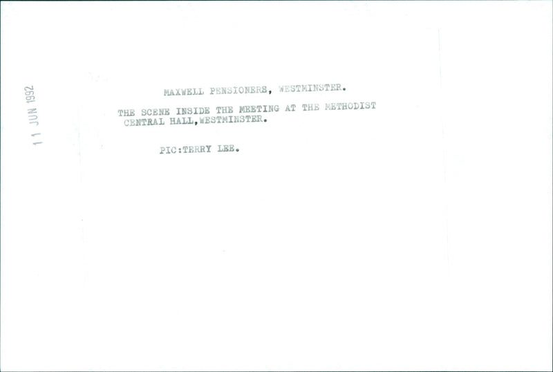 Pensioners gathered at the Methodist Central Hall in Westminster to receive justice for Maxwell's victims. - Vintage Photograph