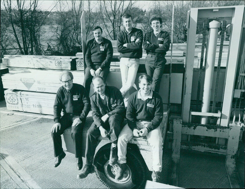 The Jewson timber team demonstrate their expertise in handling a large load of timber. - Vintage Photograph