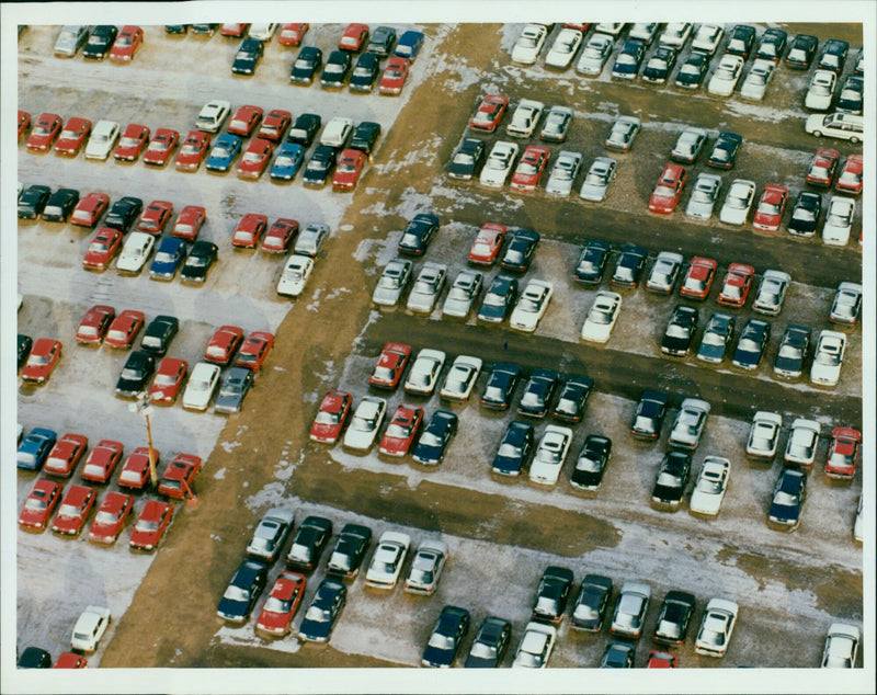 A fleet of new cars made by Unipart Flying Fox at John Solmantent Ox. - Vintage Photograph