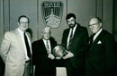 Rover Conley employees receiving an award from John Stark and Ted Teer. - Vintage Photograph