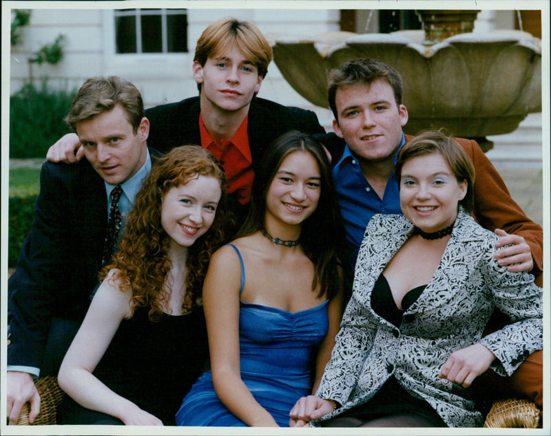 Cast members of 'Company' pose for a photocall at the Playhouse. - Vintage Photograph