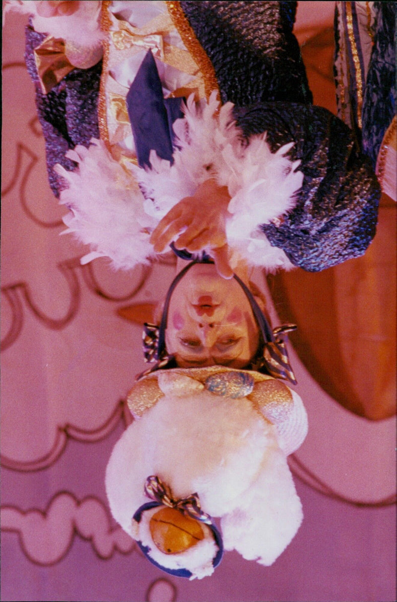 A cast member of the Oxford Drama Panto performs during a rehearsal. - Vintage Photograph