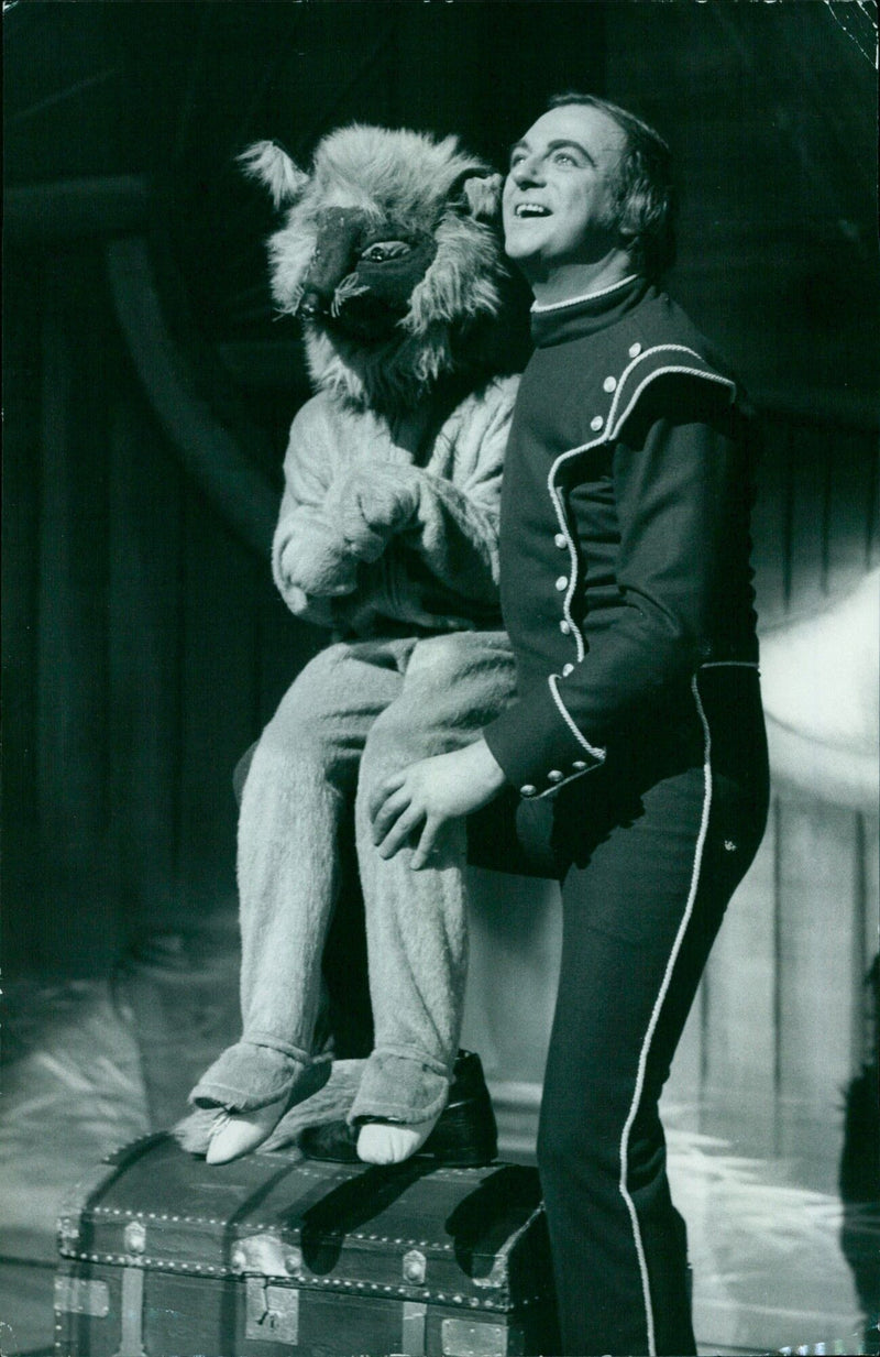 Roy HuDo and Fox Fox Lynn Parkinson performing in a pantomime at a theatre. - Vintage Photograph