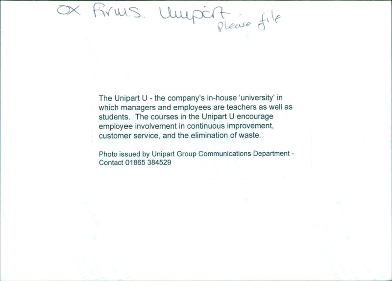 Employees and managers of Unipart participate in the company's in-house 'university', Unipart U. - Vintage Photograph