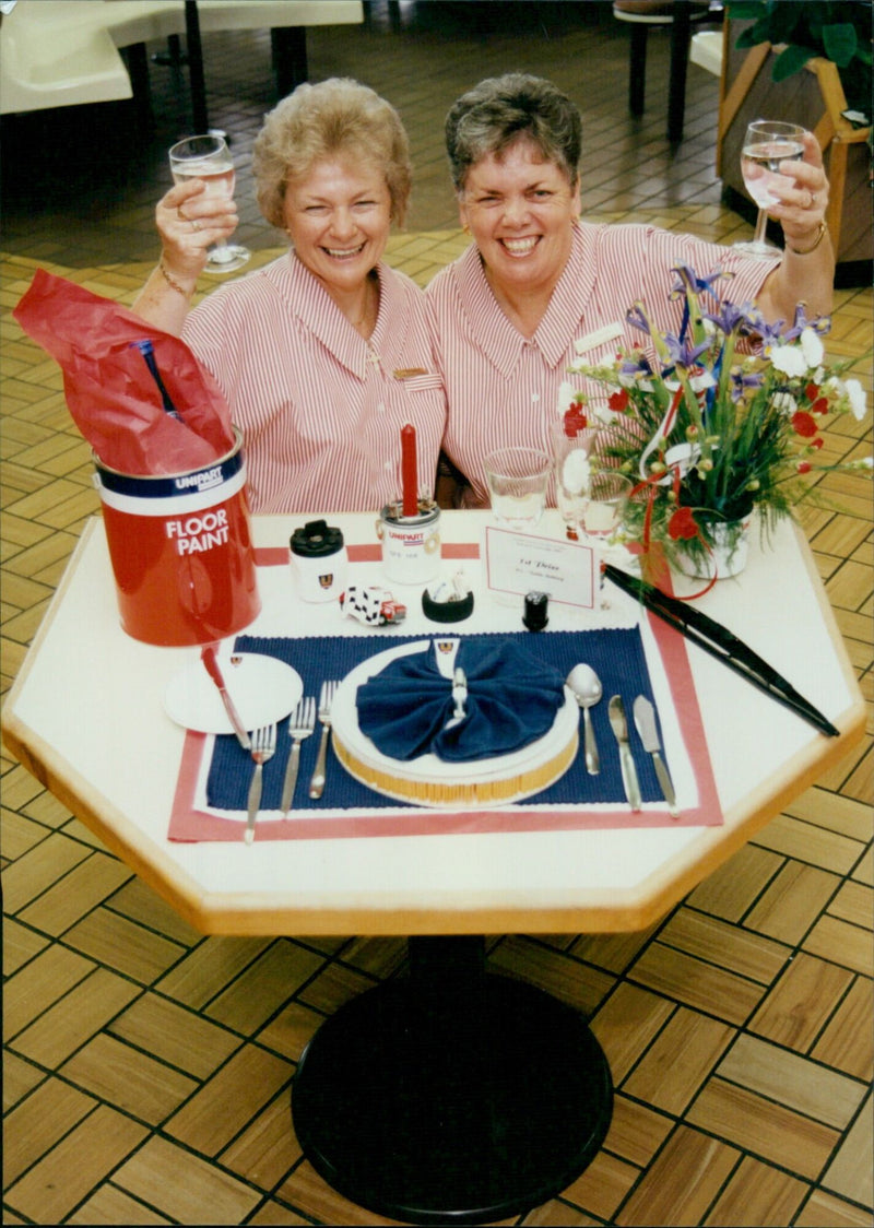 Two Sutcliffe Catering UK employees win first prize in culinary competition. - Vintage Photograph