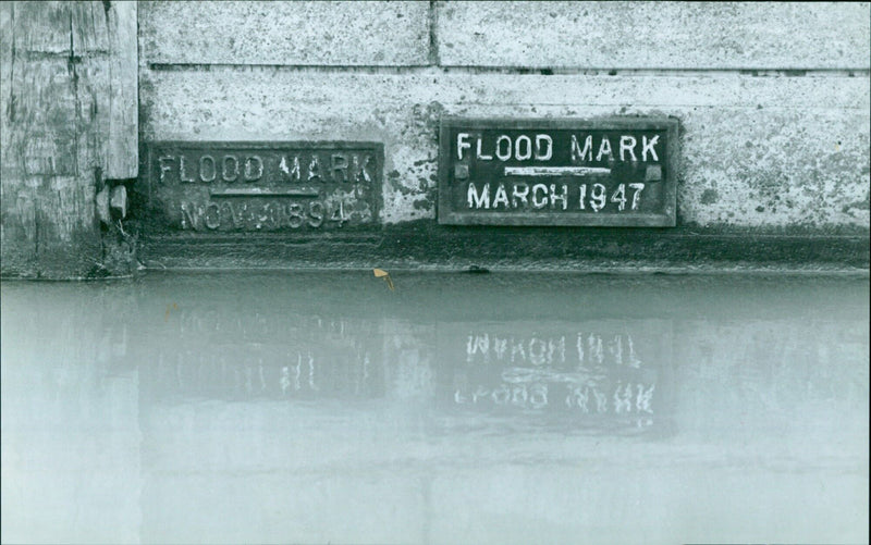 Flood waters from the Teri Romam river in Oxford, Mississippi, reach a depth of four feet in March 1947. - Vintage Photograph