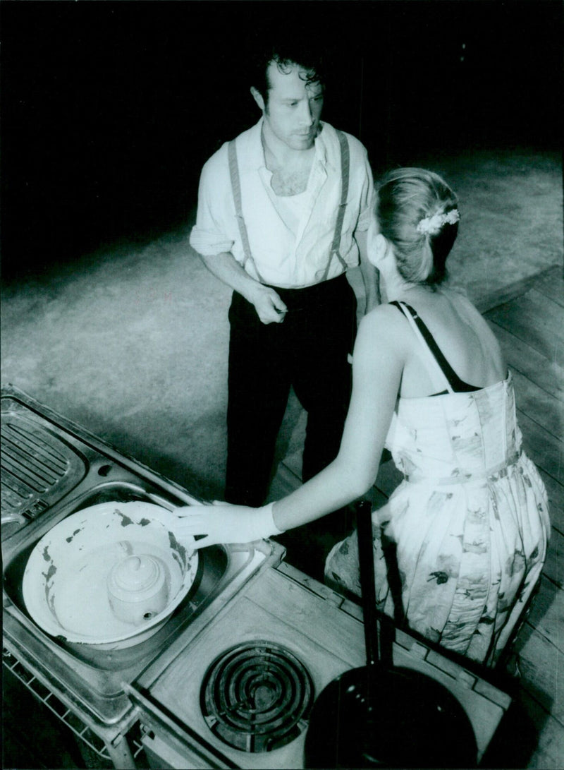 Jonathan Cullen and Gabriele Reldy in a production of 'Desire Under the Elms' at the Playhouse Theatre in Oxford. - Vintage Photograph